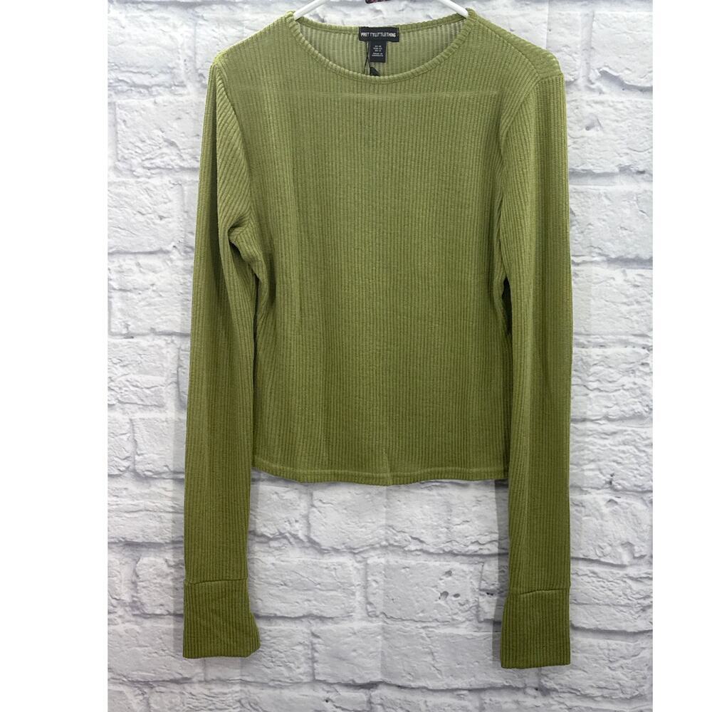 PRETTYLITTLETHING Celery Ribbed Blouse Size 12